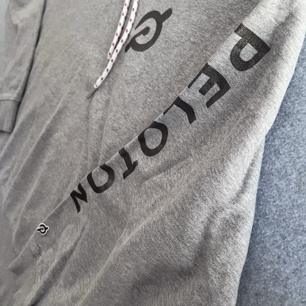 Peloton Men's Hoodie Size L Gray Pullover Logo Drawstring Activewear Cotton - Picture 5 of 14